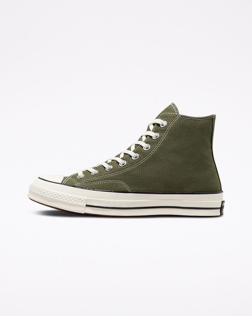 Zapatillas Altas Converse Chuck 70 Canvas Mujer Verde Oliva Negras | PE W805PL